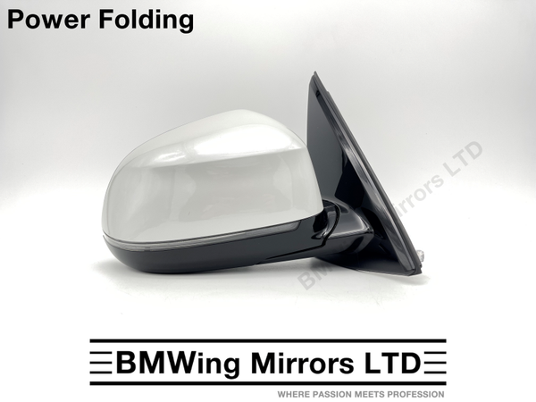 BMW X5 F15 O/S RIGHT DRIVER SIDE WING MIRROR 5 PIN POWER FOLDING / MINERAL WHITE A96