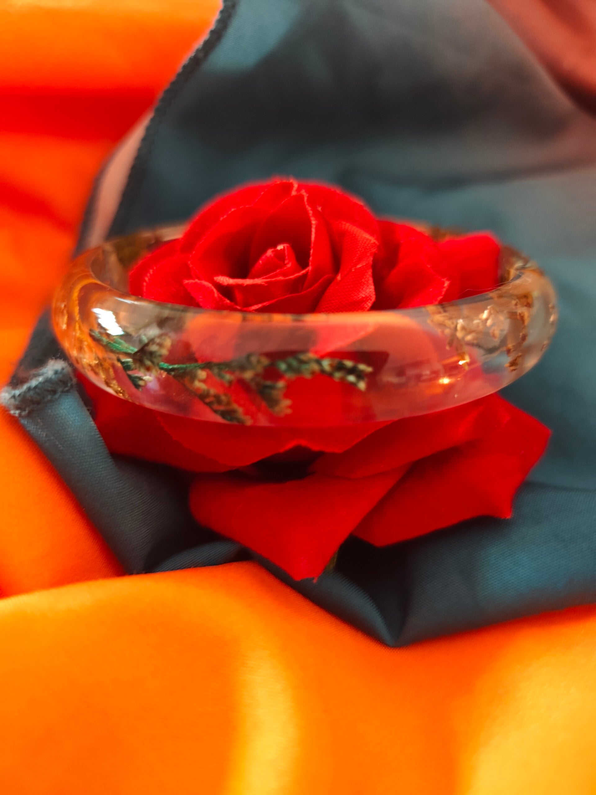 bracelet fleur véritable bleu