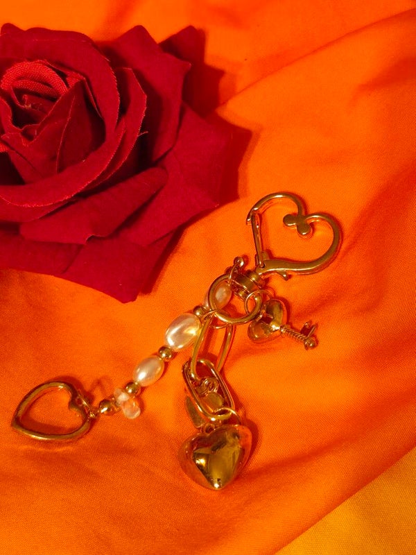 Porte-clé coeur perle