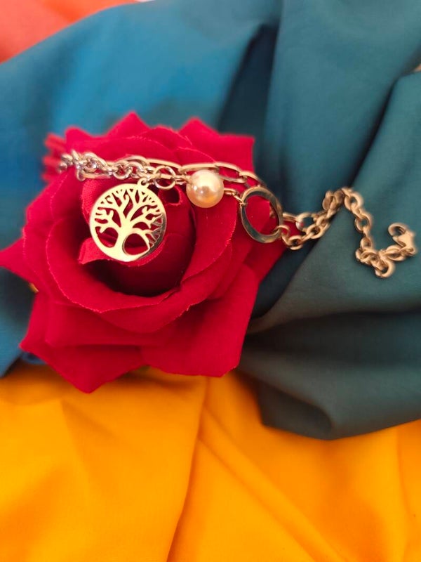 Bracelet arbre de vie argenté