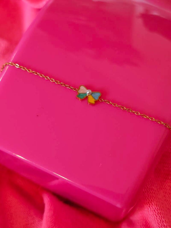 Bracelet nœud multicolore avec perle