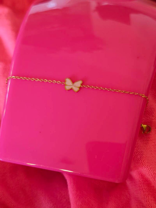 Bracelet papillon rose