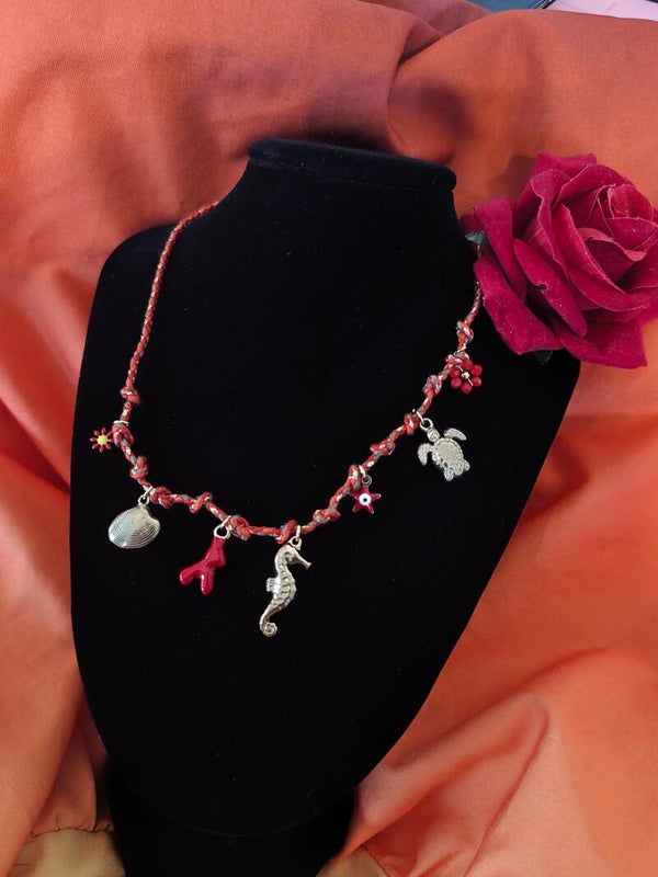 Collier cordon rouge Hippocampe
