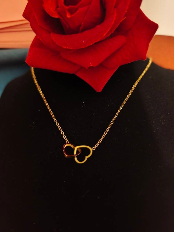 Collier double coeur