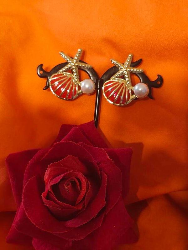 Boucle d'oreilles étoile de mer et coquillage