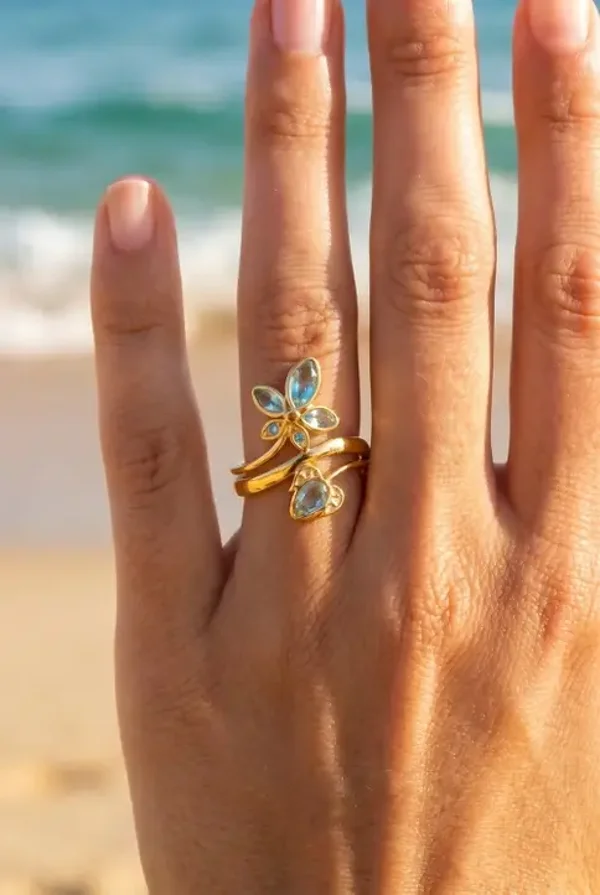 Bague reflet bleu