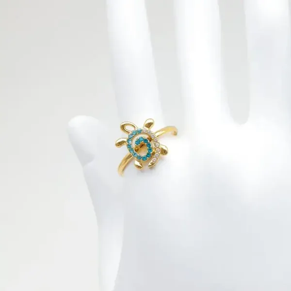 Bague tortue strass couleur