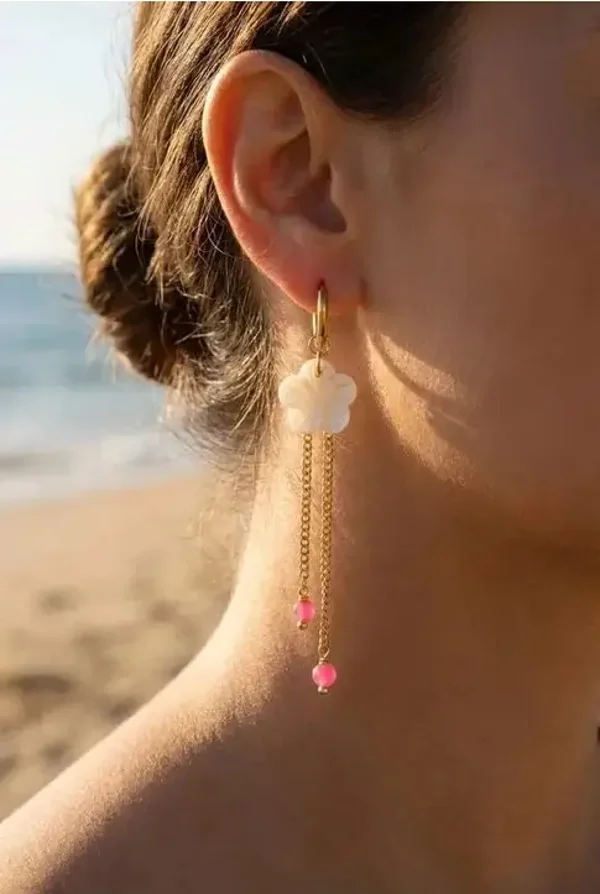 Boucles d'oreilles pendante fleur