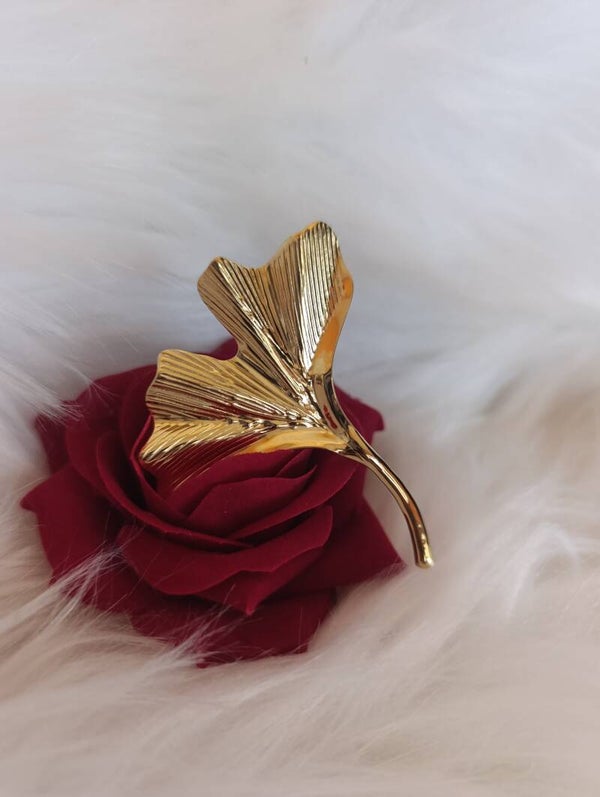 broche feuille motif Ginkgo