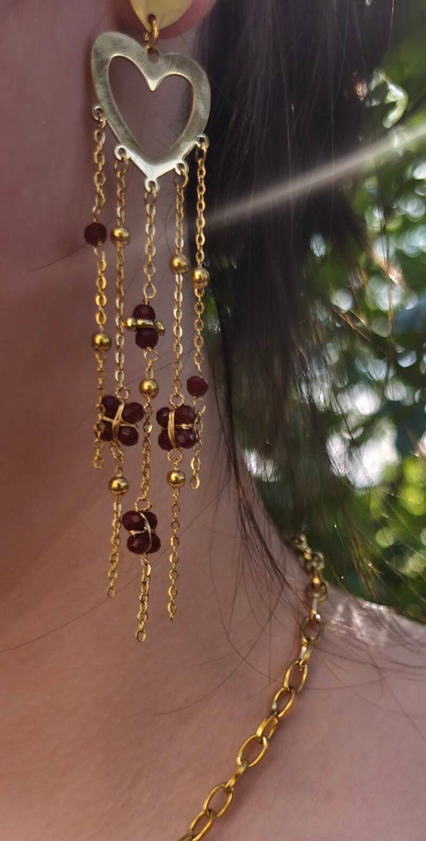 Boucles d'oreilles pendante coeur