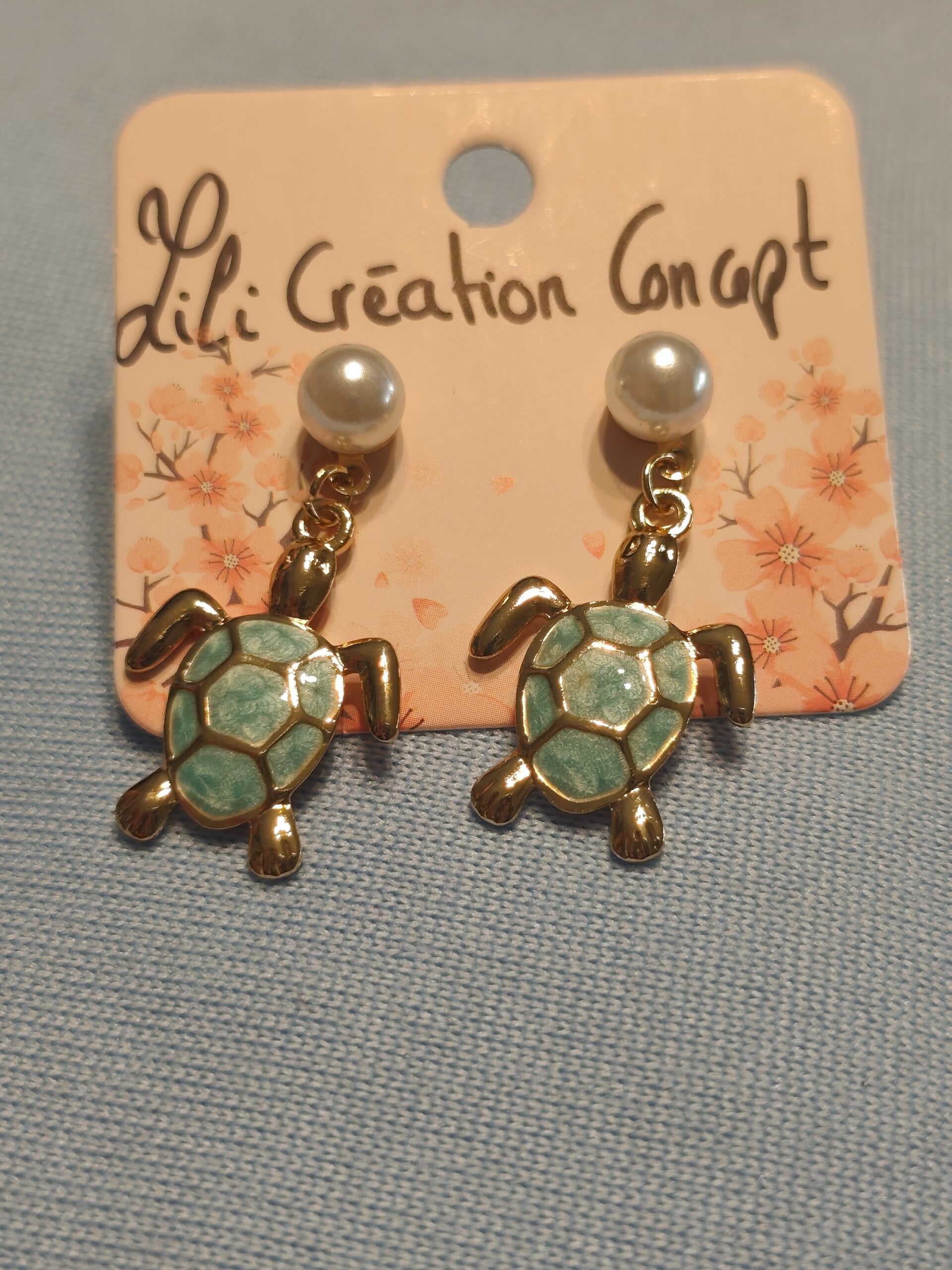 boucles d'oreilles tortue perle