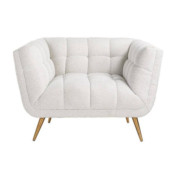 Fauteuil Huxley White Bouclé / Brushed gold (Copenhagen 900 Bouclé White) - Richmond