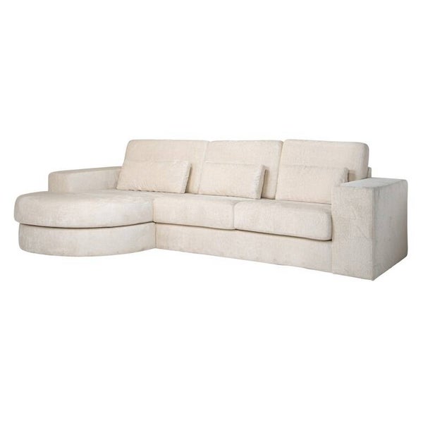 Bank Felix lounge links rond + 2,5 zitter white chenille (Bergen 900 white chenille) - Richmond
