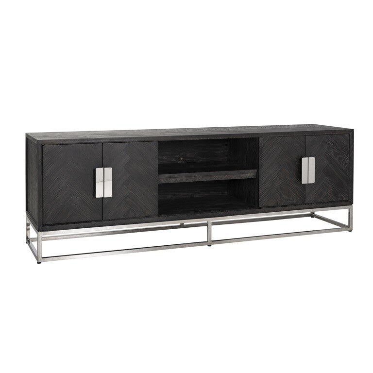 TV-dressoir Blackbone silver 4-deuren 185 (Black rustic) - Richmond