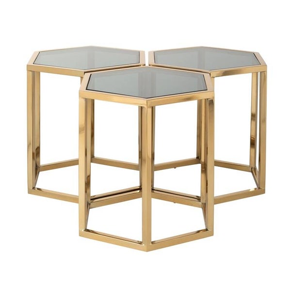 Salontafel Penta goud set van 3 zeshoek (Gold) - Richmond