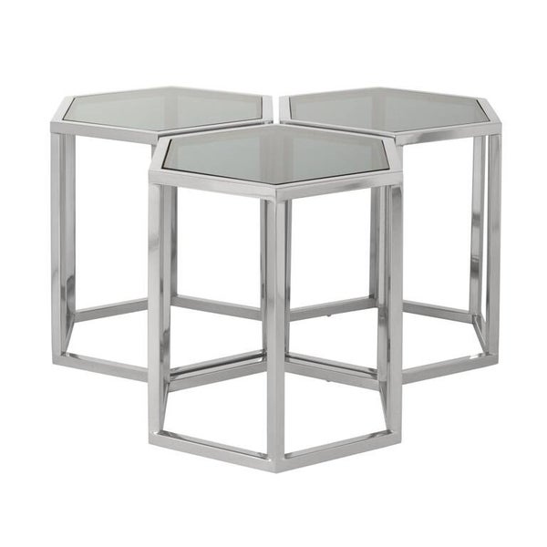 Salontafel Penta zilver set van 3 zeshoek (Silver) - Richmond