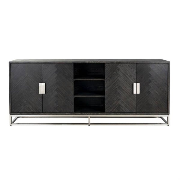 Dressoir Blackbone silver 4-deuren + open vak (Black rustic) - Richmond