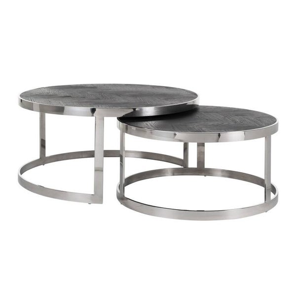 Salontafel Blackbone silver set van 2 (Black rustic) - Richmond