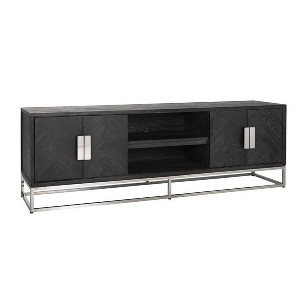 TV-dressoir Blackbone silver 4-deuren 185 (Black rustic) - Richmond