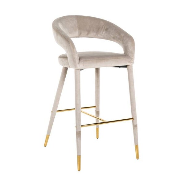 Barstoel Gia khaki velvet fire retardant (FR-Quartz 903 Khaki) - Richmond