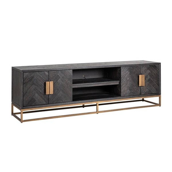 TV-dressoir Blackbone brass 4-deuren 200 (Black rustic) - Richmond