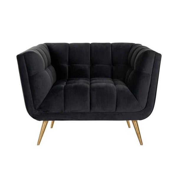 Fauteuil Huxley Antraciet velvet / Brushed gold (Quartz Antraciet 801) - Richmond