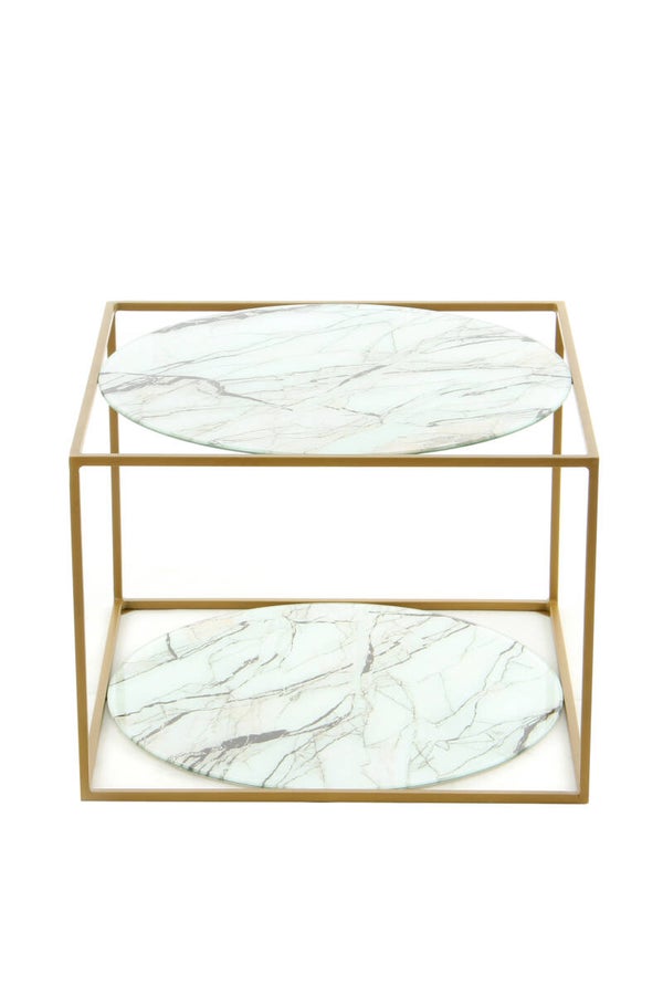 Bijzettafel Cody 110 Wit - Marmer / Goud