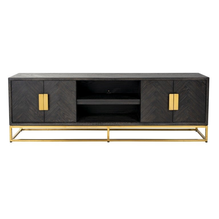 TV-dressoir Blackbone gold 4-deuren 185 (Black rustic) - Richmond