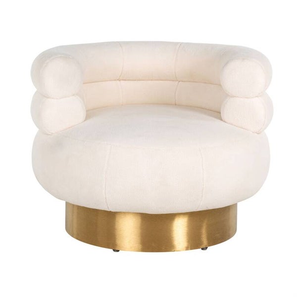 Draaifauteuil Fayah White teddy / Brushed gold - Richmond