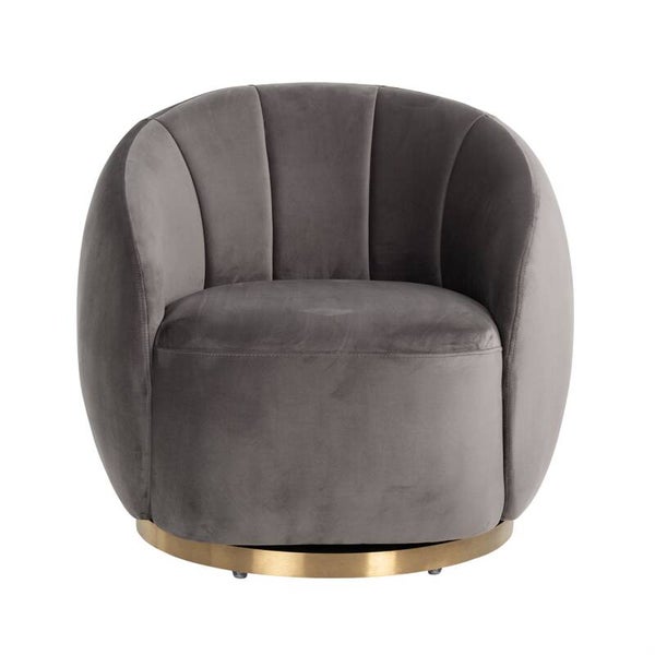 Draaifauteuil Jago stone velvet / brushed gold (Quartz Stone 101) - Richmond