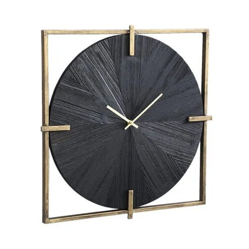 Oxxo Gold metalen klok met zwart fineer vierkant