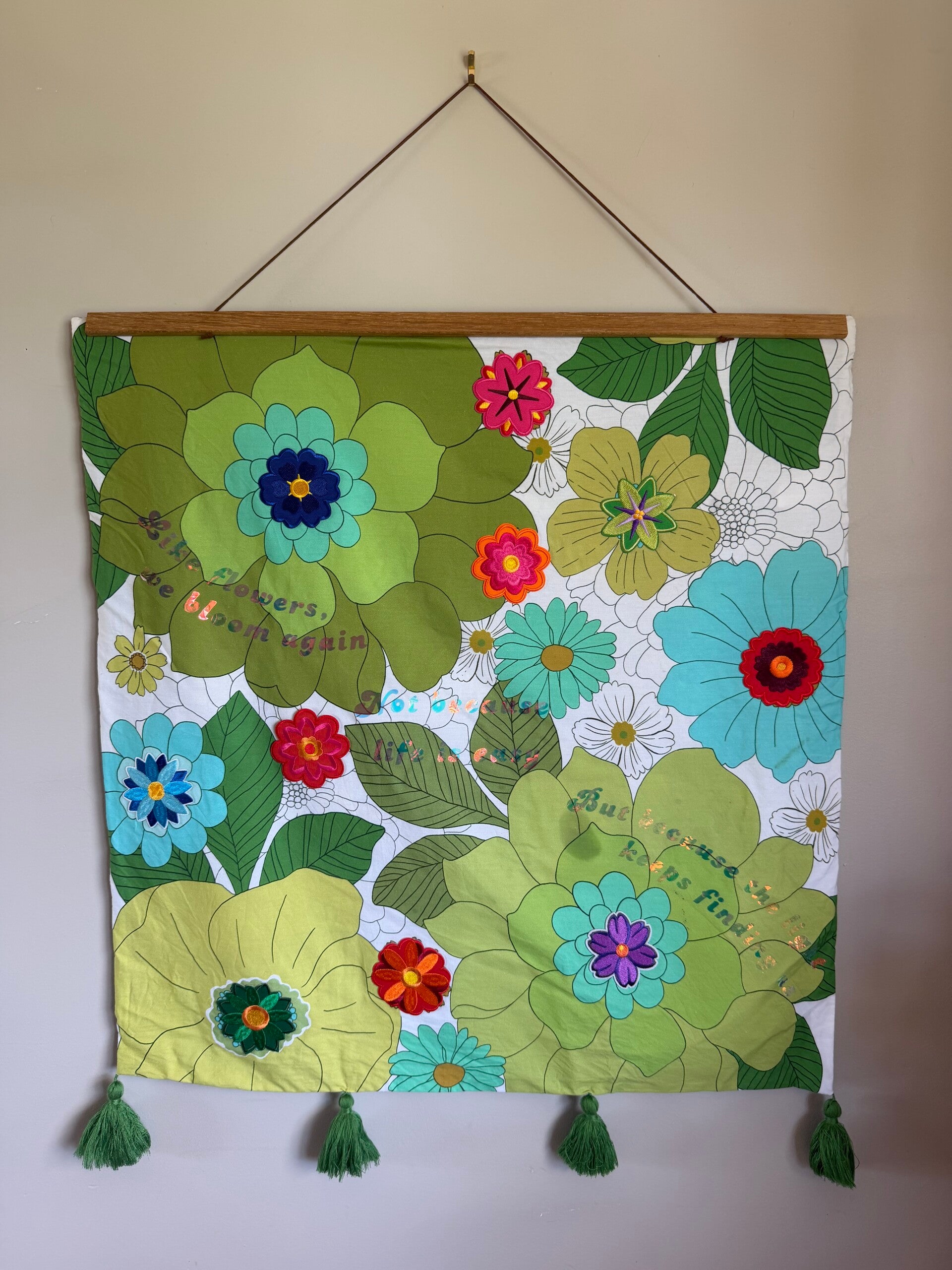 ‘Bloom again’ extra large wall hanging