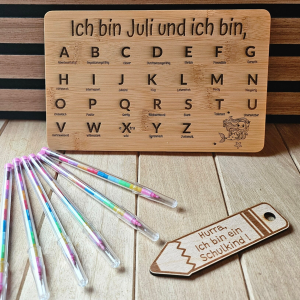 Personalisierte Brettchen zum Schulanfang