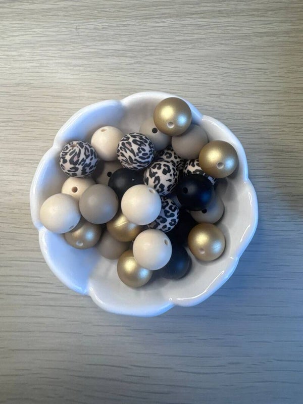 Kralenmix Zwart-Goud- Panter