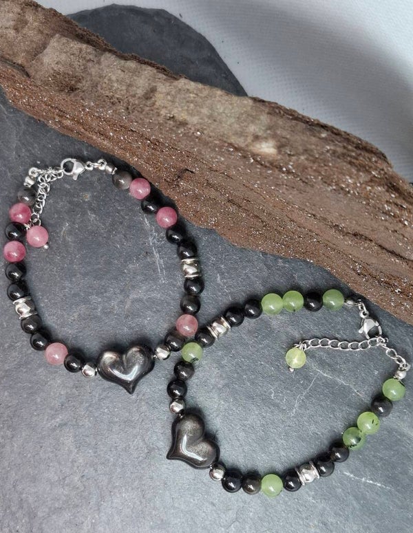 Obsidian Herz Armband