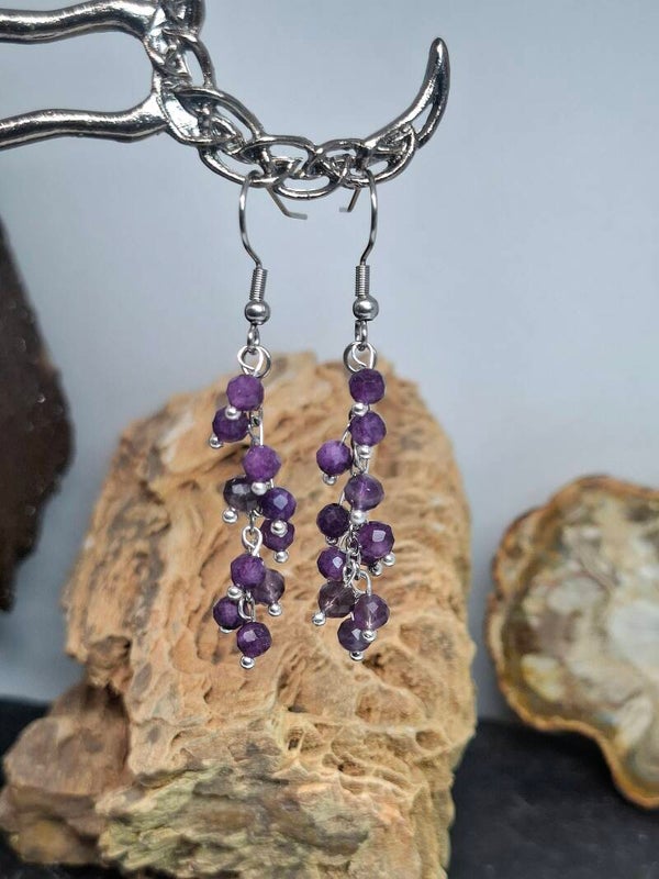 Amethyst Trauben Ohrringe Facettiert