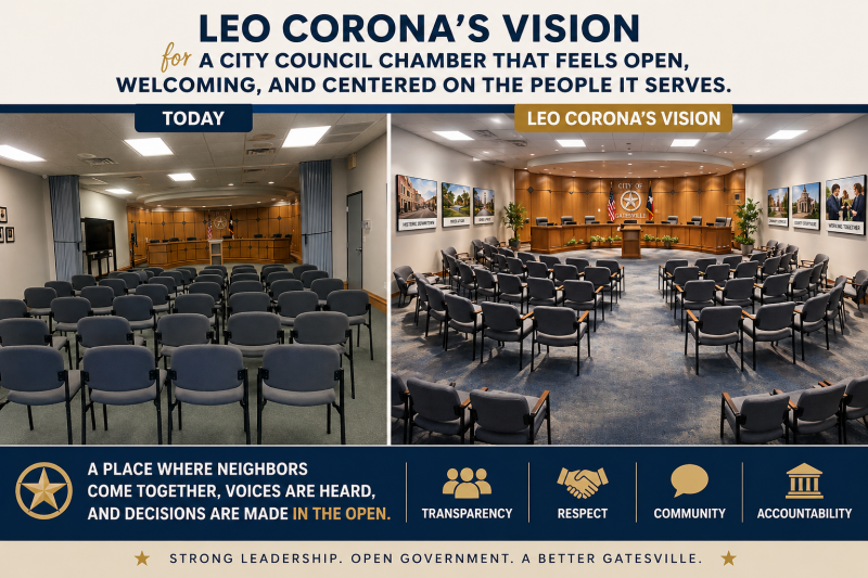 Leo Corona’s vision for a city council chamber that feels open, welcoming, and centered on the people it serves.