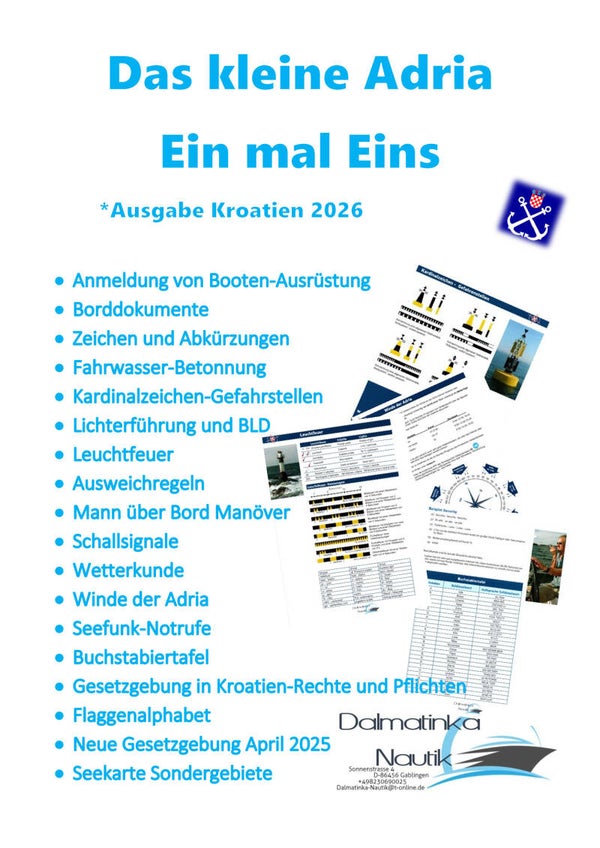 Das kleine Adria Ein mal Eins für Nautiker - Ausgabe 2026 - im Format Din A4