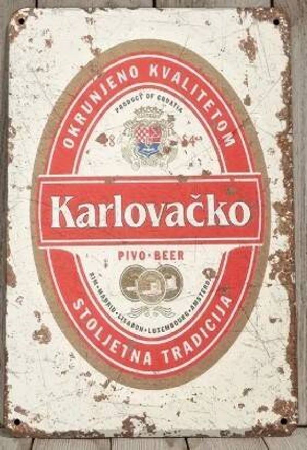 Vintage Karlovacko Hrvatska Bier Metallschild