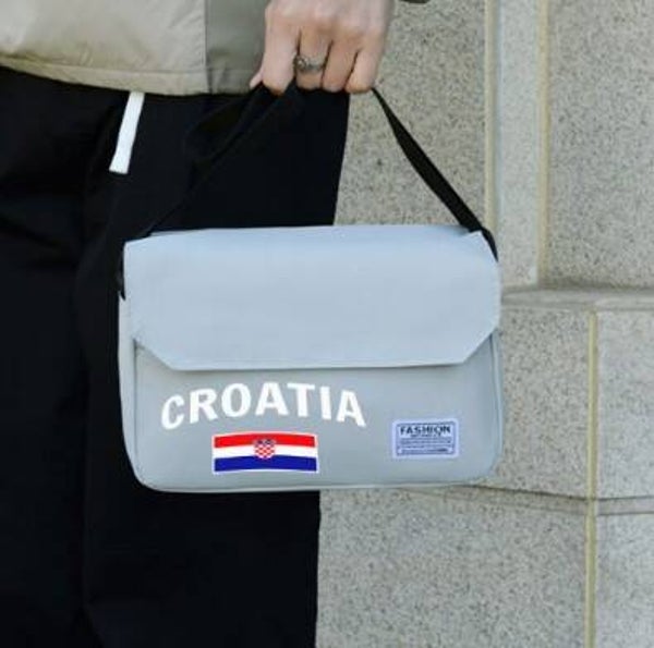 Damen & Herren Kroatien Umhängetasche "grau"