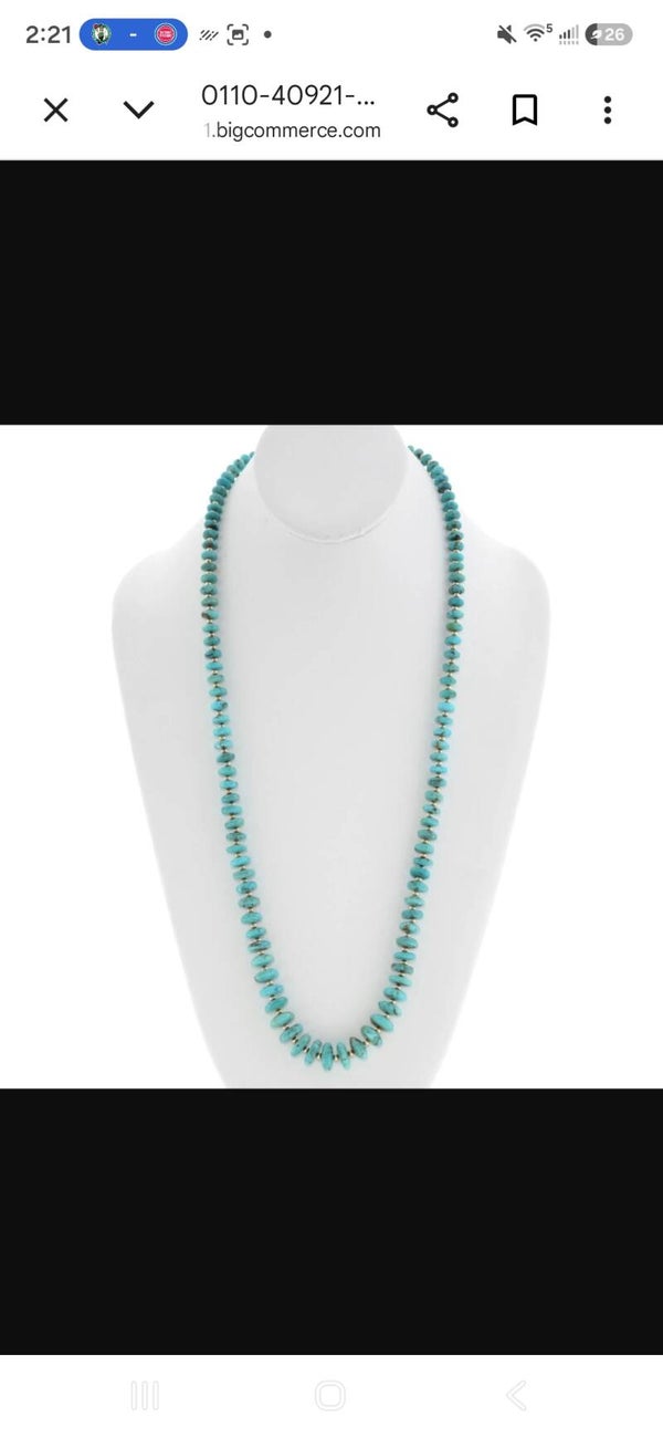 (003-AT) Genuine Turquoise 14K Gold Bead Necklace