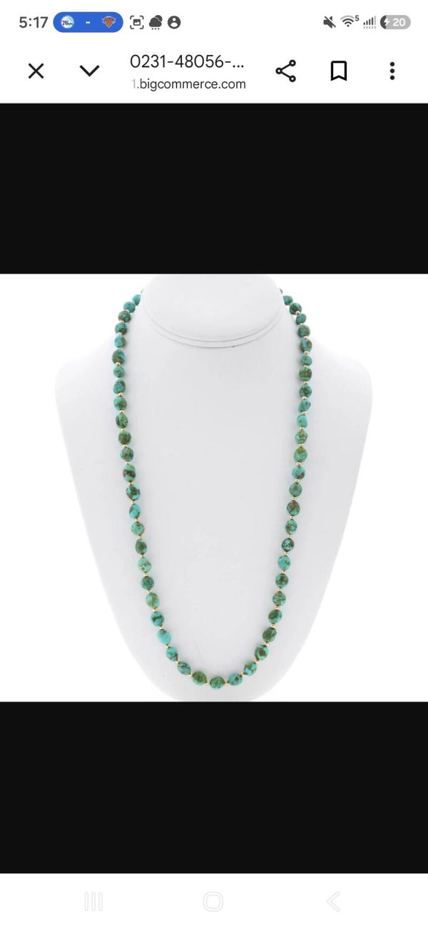 (006-AT) 14K Gold Turq Beaded Necklace