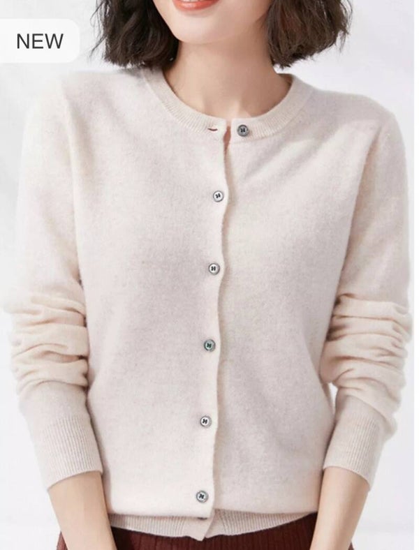 012TR Crew Neck Button-Down Cardigan