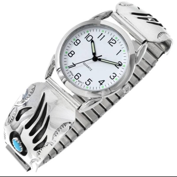 014AT Native American Turquoise Bear Paw Men's Watch
