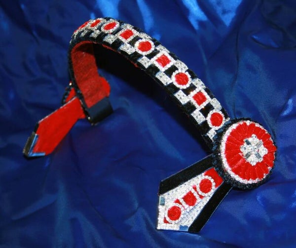 Red Weave with crystal circles