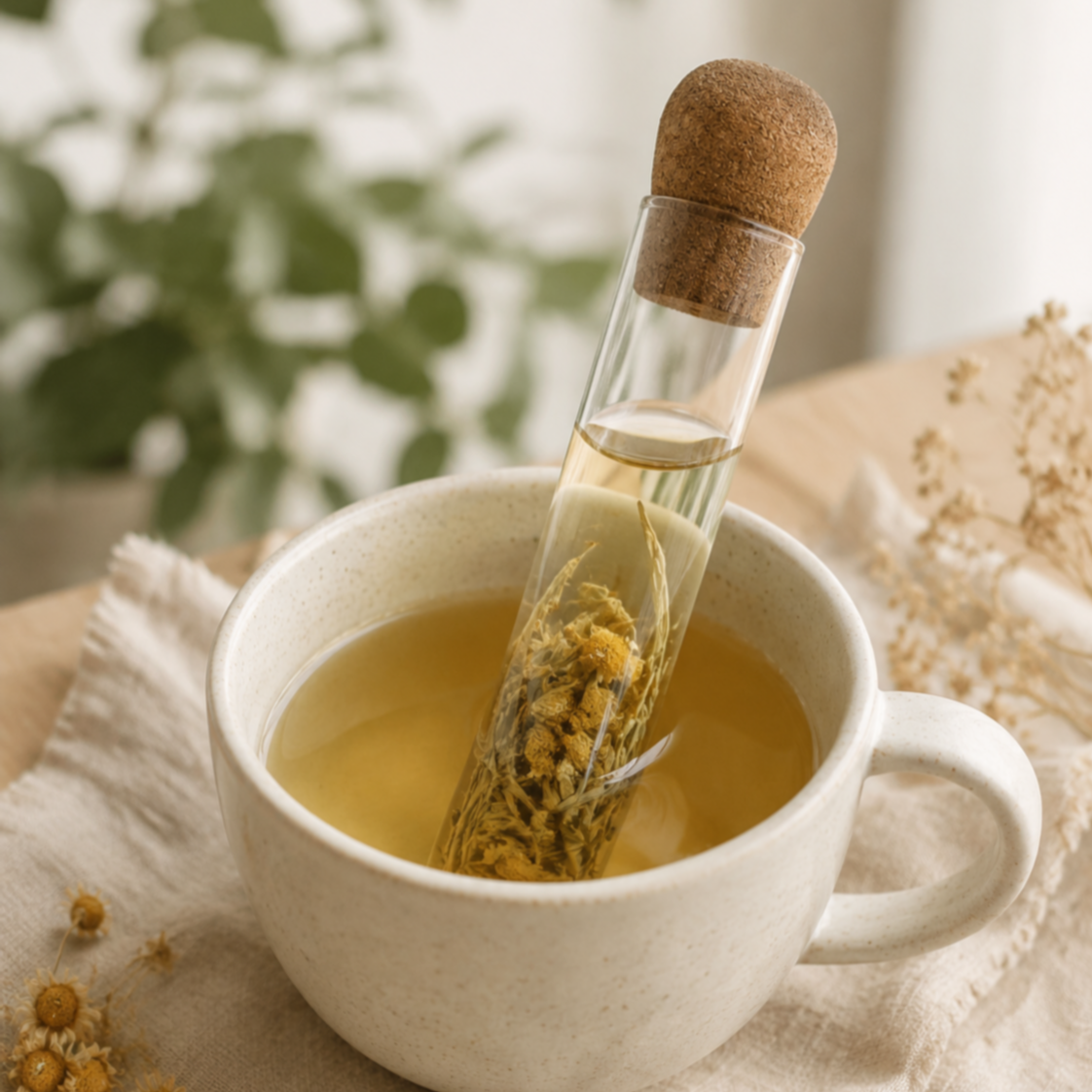 Infuseur botanique en verre avec bouchon en liège