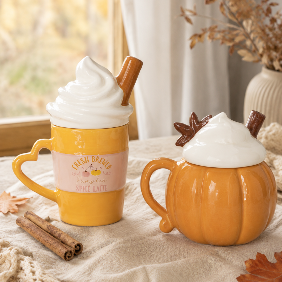 Mugs d’automne à couvercle