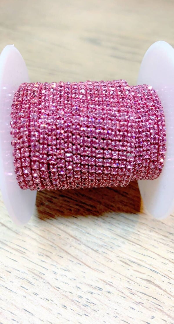 Strass ketting Roze 2 mm