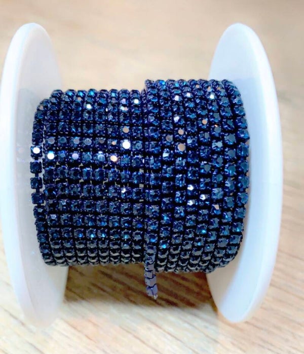 Strass ketting 2 mm Montana Blauw