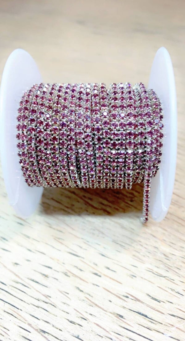 Strass ketting 2 mm light  amethist